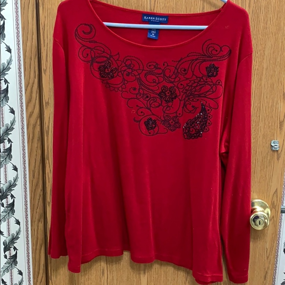 Red long sleeve sweater 1X